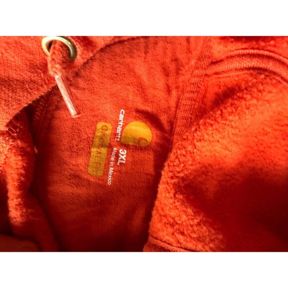 preloved Carhartt Mens Orange Pullover Hoodie Sweatshirt 3XL Regular Fit Cotton - Picture 7 of 10